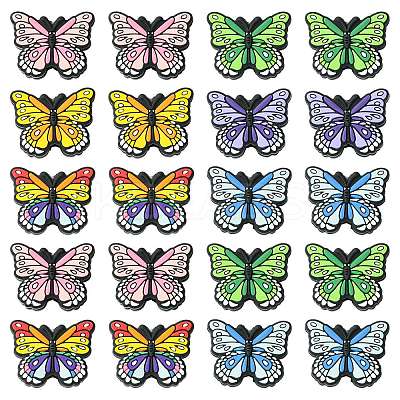 12Pcs 6 Styles Butterfly Food Grade Eco-Friendly Silicone Beads SIL-CJ0001-89-1