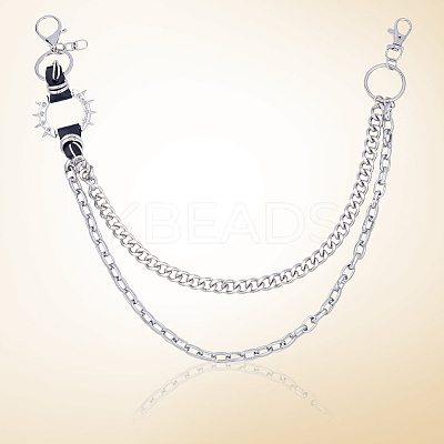 1Pc Alloy Double Layer Chain Belts for Pants AJEW-GF0011-93A-1