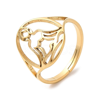 Ion Plating(IP) 304 Stainless Steel Holllow Human Adjustable Ring for Women RJEW-M149-16G-1