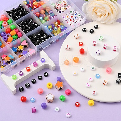 588Pcs 13 Styles Geometry & Star & Heart & Flower Acrylic Beads DIY-FS0002-04-1