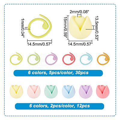30Pcs Baking Paint Zinc Alloy Knitting Stitch Marker Rings DIY-NB0009-64-1