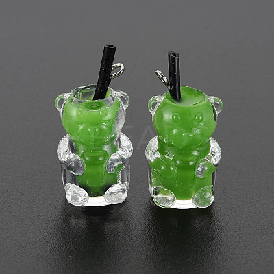 Imitation Bubble Tea Opaque Resin Pendants LS-RESI-T052-03C-1