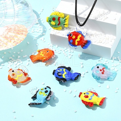 8Pcs 8 Colors Handmade Lampwork Pendants LAMP-YW0004-33-1