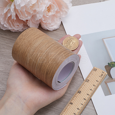 1 Roll PVC Imitation Wood Grain Adhesive Tape DIY-GF0008-40C-1