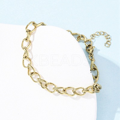 304 Stainless Steel Cuban Link Chains Bangles for Women BJEW-B150-08G-1
