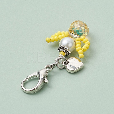 Angel Glass Seed Beads Pendant Decorations HJEW-MZ00109-02-1