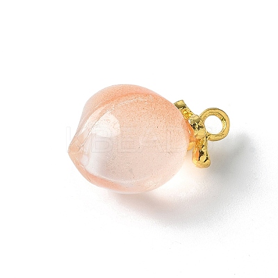 Peach Opaque Resin 3D Fruit Pendants RESI-V002-03C-1
