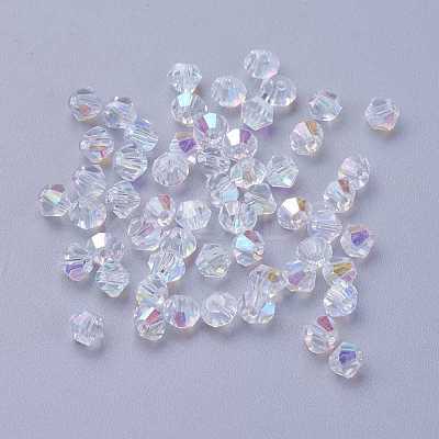 Electroplate Crystal Glass Bicone Beads GGLA-F026-B01-1