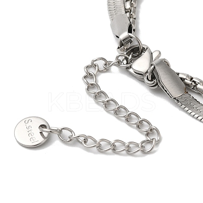 Stainless Steel Crystal Rhinestone Heart Multi-strand Bracelets for Women BJEW-G719-09P-1
