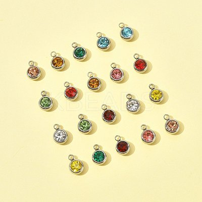 20Pcs 10 Colors 201 Stainless Steel Rhinestone Charms STAS-FS0002-05-1