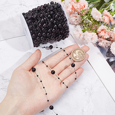 1 Roll Plastic Round Beaded Link Chains DIY-SC0024-96A-1
