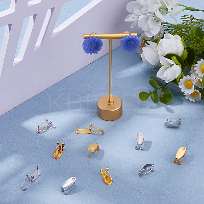 20Pcs 2 Styles Brass Stud Earring Findings KK-HS0001-90-1