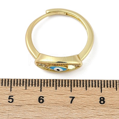 Brass Micro Pave Clear Cubic Zirconia Enamel Finger Rings for Women RJEW-L113-024G-1
