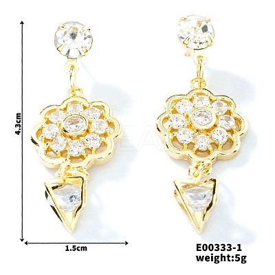 Cute Hollow Out Flower Stud Earrings with Rhinestones PX4144-1-1