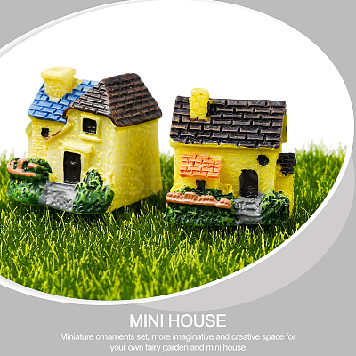 8Pcs 4 Styles Resin Villa House Figurines Display Decorations DJEW-SP0001-18-1