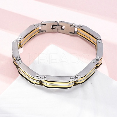 304 Stainless Steel Link Chain Bracelets for Women Men BJEW-R018-09GP-1
