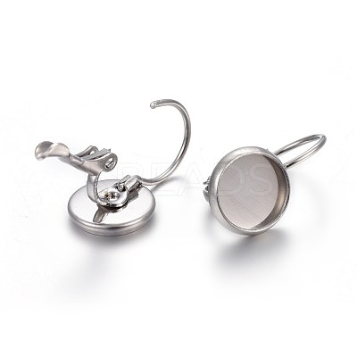 Tarnish Resistant 304 Stainless Steel Leverback Earring Settings STAS-F191-03P-8mm-1