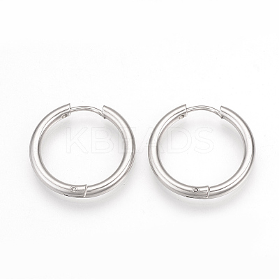Tarnish Resistant 201 Stainless Steel Huggie Hoop Earrings MAK-R021-17mm-1