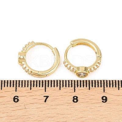 Flat Round Brass Micro Pave Clear Cubic Zirconia Hoop Earrings EJEW-D348-28G-1