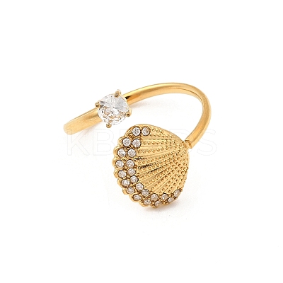 304 Stainless Steel Micro Pave Cubic Zirconia Cuff Open Rings RJEW-Z130-01G-03-1