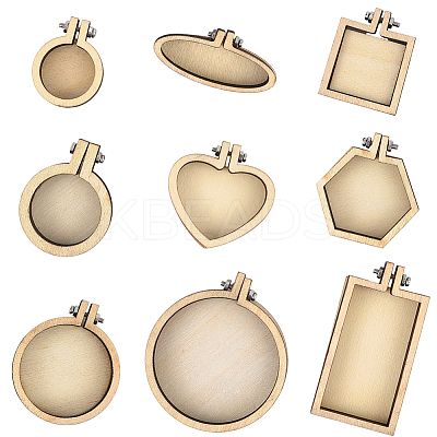 9Pcs 9 Styles Wood Embroidery Hoop DIY-CP0012-43A-1