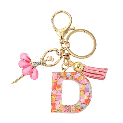 Letter A~Z Transparent Glitter Resin Pendant Keychains KEYC-FZ00024-04-1