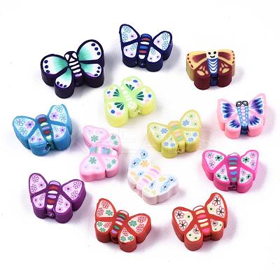 Handmade Polymer Clay Butterfly Beads X-CLAY-Q211-03-1