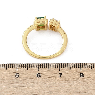 Brass Micro Pave Cubic Zirconia Cuff Rings RJEW-S400-17C-G-1