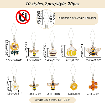 20Pcs 10 Style 304 Stainless Steel Threaders DIY-AB00046-1