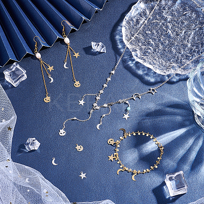 60Pcs 3 Style Moon & Star Brass Charms KK-PH0039-79-1