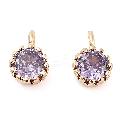Brass Micro Pave Cubic Zirconia Charms KK-U028-19G-03-1