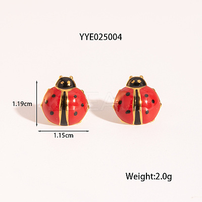 Ladybug 304 Stainless Steel Enamel Stud Earring for Women ZG3114-2-1