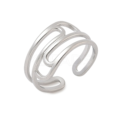 304 Stainless Steel Cuff Rings for Women RJEW-A079-08B-P-1