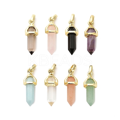 Natural Mixed Gemstone Double Terminal Pointed Pendant G-H097-01G-1