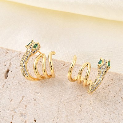Brass Micro Pave Cubic Zirconia Stud Earrings for Women LS-EJEW-F352-03G-1