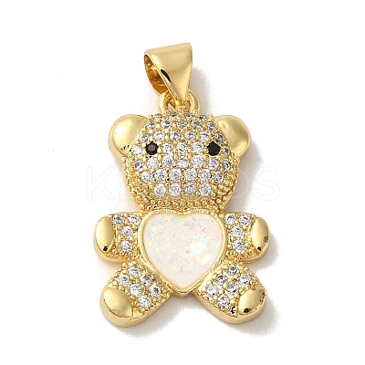 Rack Plating Brass Micro Pave Clear Cubic Zirconia Pendants KK-P268-05-1
