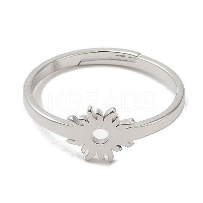 Non-Tarnish 304 Stainless Steel Flower Adjustable Ring for Women RJEW-M149-03P-1