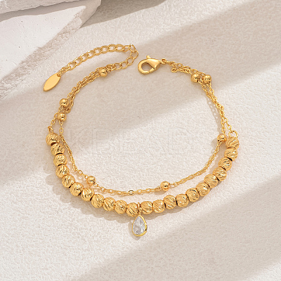 Brass Micro Pave Cubic Zirconia Milti-strand Breacelets BH3683-2-1