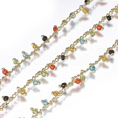 3.28 Feet Handmade Seed Beaded Chains X-CHC-N016-06I-1