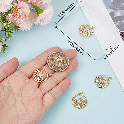 6PCS Brass Micro Pave Cubic Zirconia Pendants KK-BBC0011-86-1