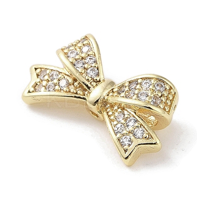 Brass Micro Pave Clear Cubic Zirconia Beads KK-G491-34G-1