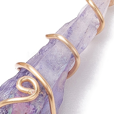 Electroplated Natural Quartz Crystal Copper Wire Wrapped Pendants PALLOY-JF02676-01-1