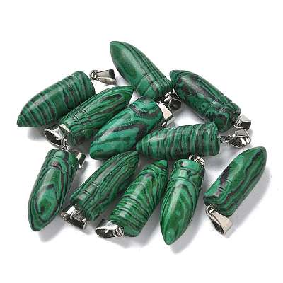 Synthetic Malachite Pointed Pendants G-B127-18P-04-1
