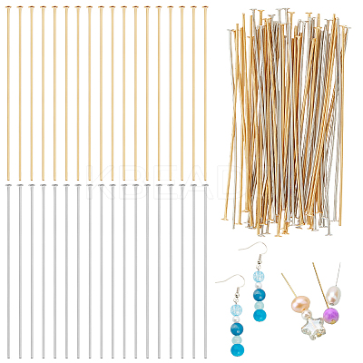 120Pcs 2 Colors Brass Flat Head Pins FIND-BC0019-23-1