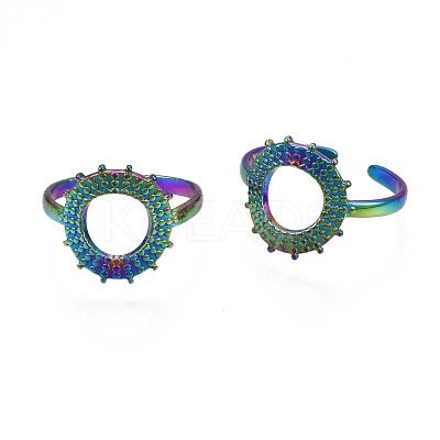 304 Stainless Steel Donut Cuff Ring RJEW-N038-109-1