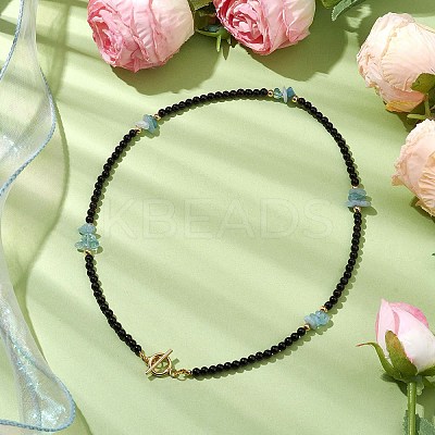 Natural Black Onyx Necklace NJEW-JN04892-1