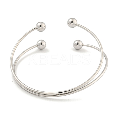 Non-Tarnish 304 Stainless Steel Wrap Cuff Bangle for Women BJEW-P331-17P-1