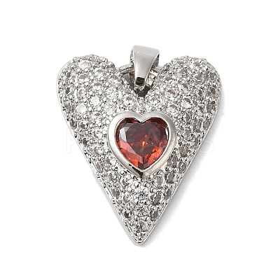 Rack Plating Brass & Cubic Zirconia Pendants KK-S372-14P-1