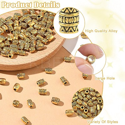 100Pcs 5 Styles Tibetan Style Alloy Beads TIBEB-YW0001-37-1