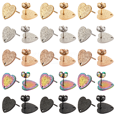 30Pcs 5 Colors Ion Plating(IP) 304 Stainless Steel Stud Earring Findings EJEW-UN0001-66-1